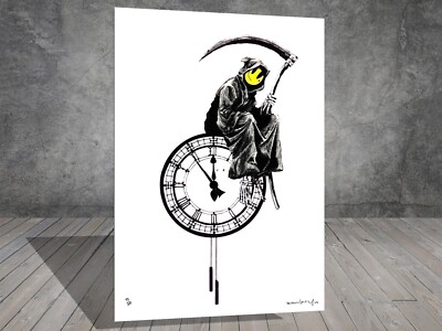 Banksy Grin Reaper Graffiti LEINWAND STREET ART ARBEIT WAND 1063
