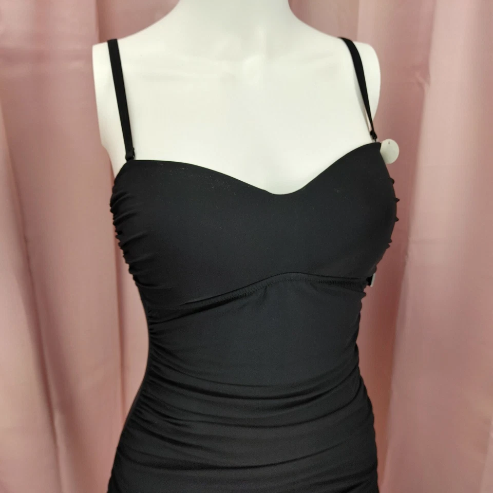 Vestido de baño Profile by Gottex para mujer negro y rosa acanalado de una pieza 8 nuevo con etiquetas Foto 2 de 4