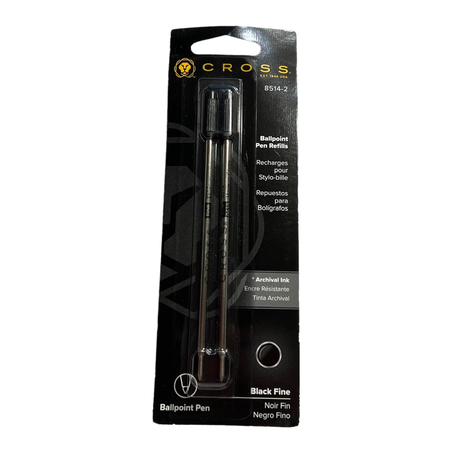 Cross Refills Black Dual Pack Fine Point Ballpoint Pen 85142 New in