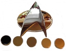 Star Trek The Next Generation TNG Full Size Communicator Pin and 5 Ranking PIPS