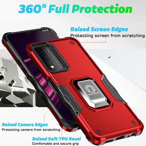 For T-Mobile Revvl V Plus Metal Ring Kickstand Case Dual Layer Shockproof Cover - Picture 8 of 44
