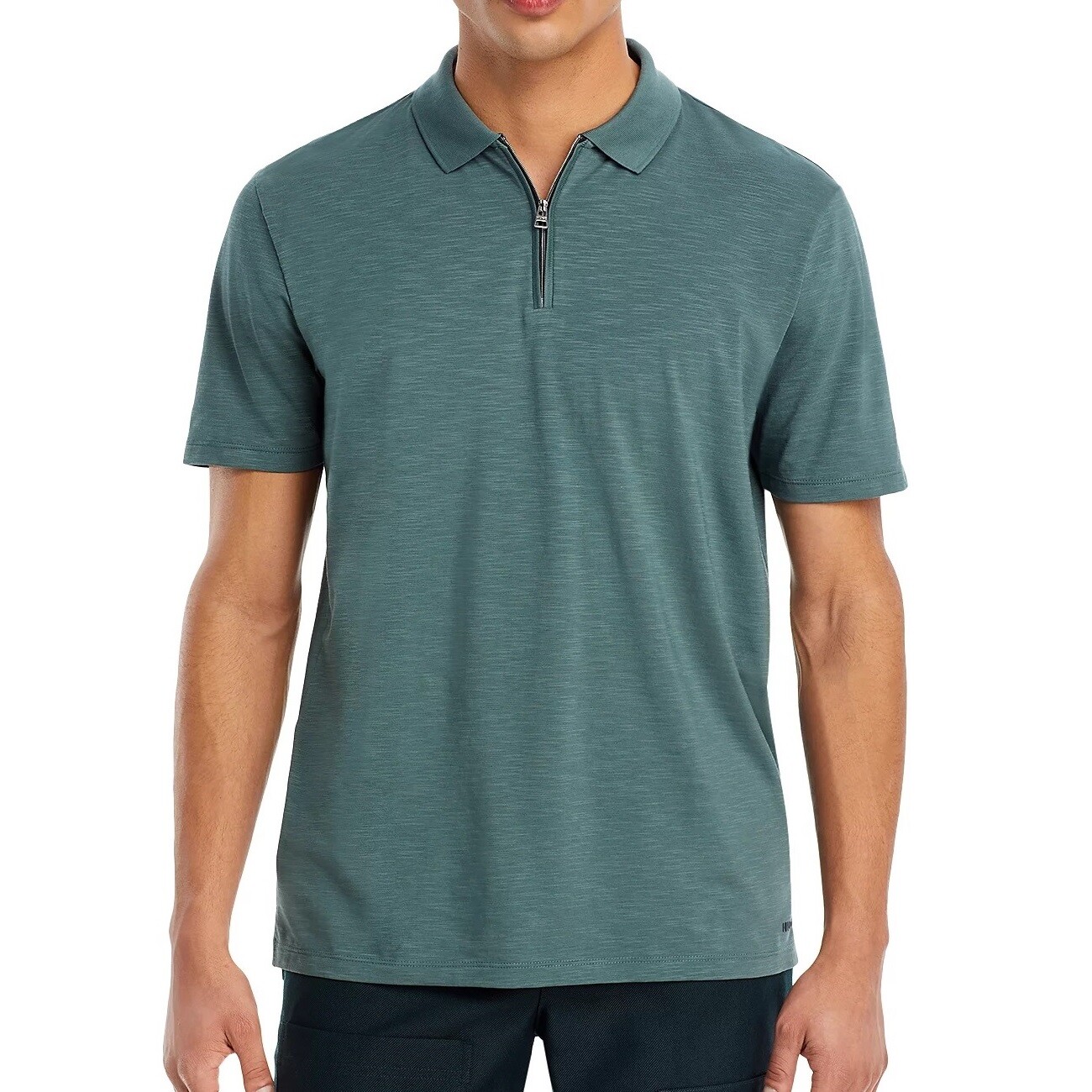 Hugo Boss Mens Short Sleeve Dekok Quarter Zip Performance Polo Shirt Green 2XL 16590₽