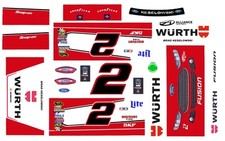  2 Brad Keselowski WURTH Ford 2014 1/64th HO Scale Slot Car Decals