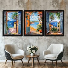 Matisse Style Open Window Wall Art Set Of 3 Prints Mediterranean Home Decor Art