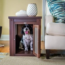 Dog Kennel Pet Crate Indoor Puppy Cage Brown End Table Top Indoor For Small Dogs