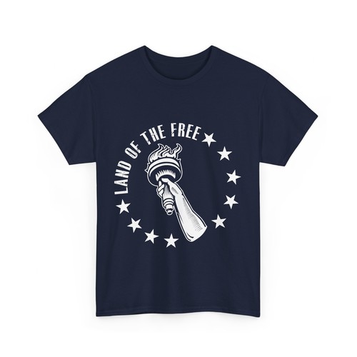 Land of the Free Statue of Liberty USA Patriotic Unisex Heavy Cotton Tee - Picture 4 of 25