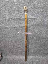 Antique Eagle egg Exquisite Head Shiny Wooden Walking Stick Cane Gentlemen's