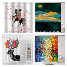 Natural Scenery Shower Curtain Animal Print Bathroom Decor with Hooks Waterproof