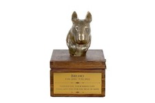 Bull Terrier, Bully - urn for dog ashes with a statuette, small urn for a dog, p