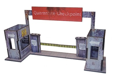 MDF Pre Printed Urban Decay Quarantine Checkpoint Warhammer, Malifaux, Gelände