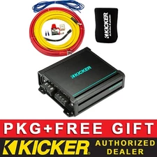 KICKER KMA800.1 CLASS D MONO AMP BOAT/MARINE AUDIO AMPLIFIER PACKAGE+4AWG KIT