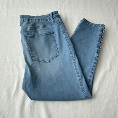 Good American Jeans Women 20 Plus Good Legs Skinny Criss Cross Hem Stretch Light