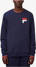 Fila Sweater Mens Small Navy Crew Neck Logo Pullover Sweatshirt NWT