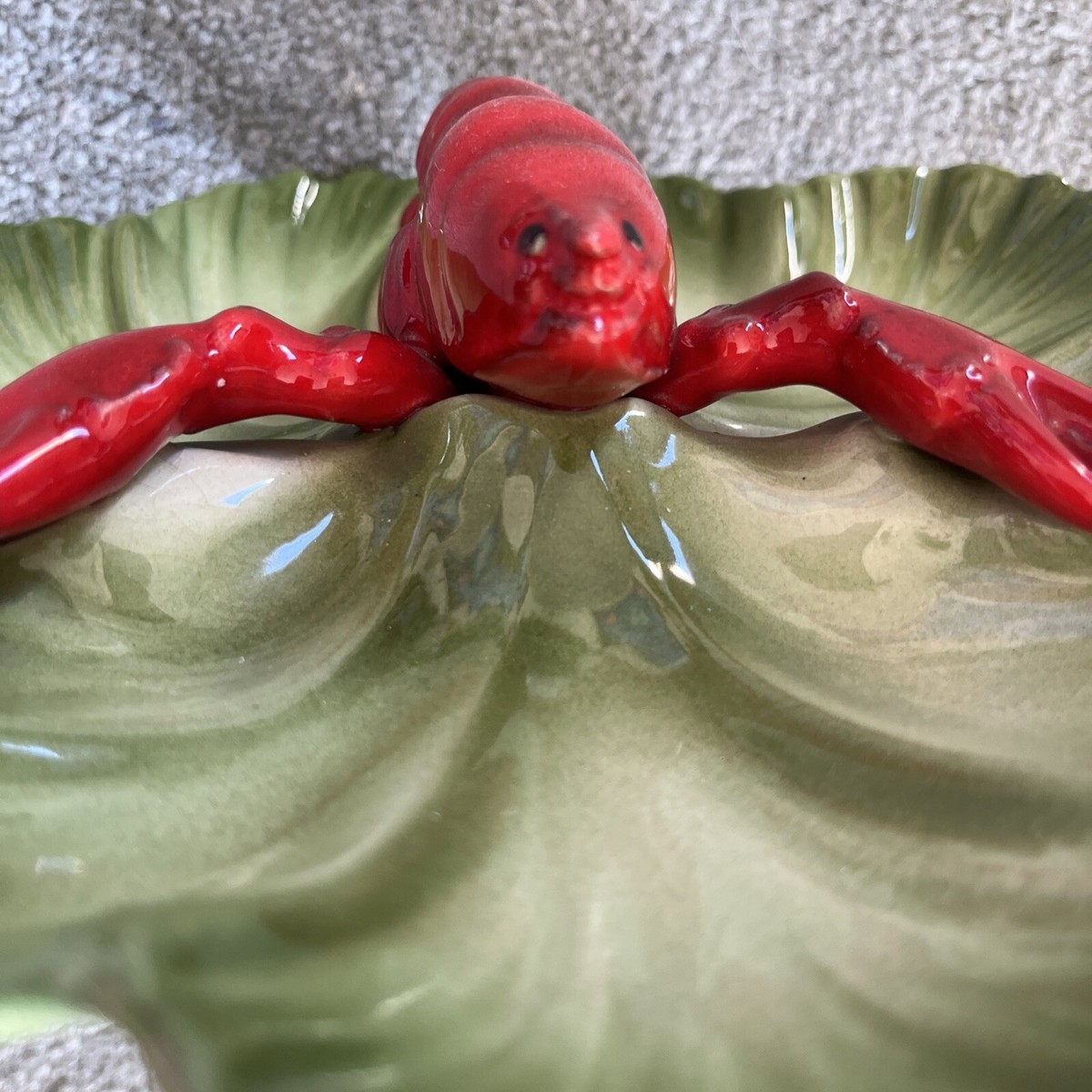   ロブスターディッシュ Brad Keeler Pottery Lobster Relish Lettuce Three 3 Sections