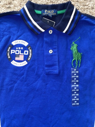 Polo Ralph Lauren Ocean Challenge Big Pony Blue Polo Shirt Boys M (10-12) - Picture 2 of 7