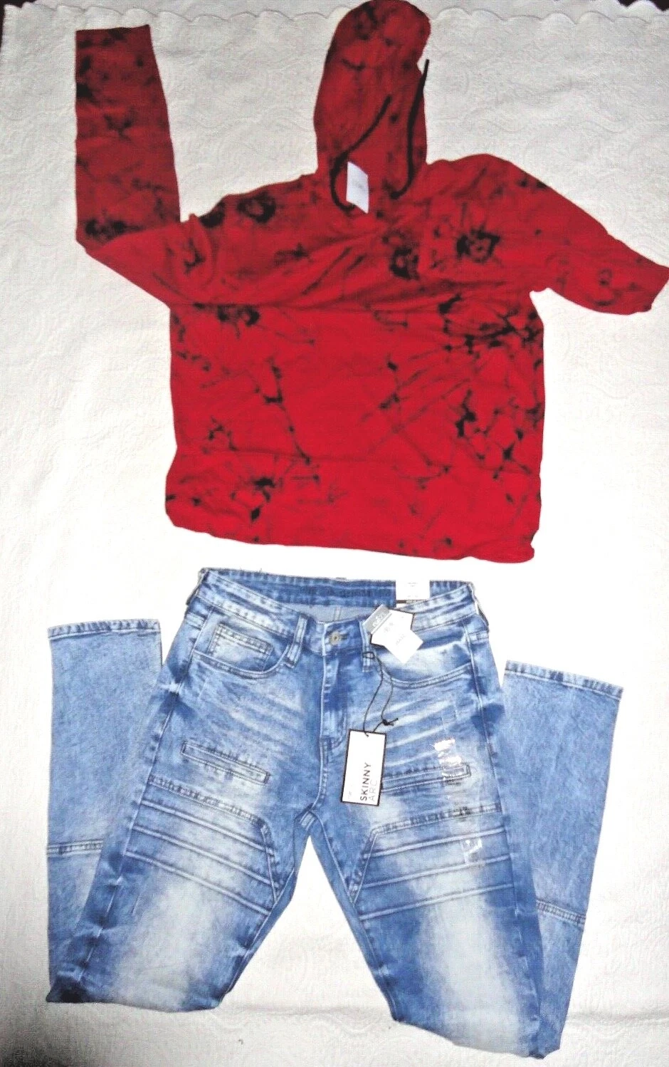RUE 21 SUPREME FLEX BLEU VIEILLI SKINNY ARC DENIM (2P JEANS GARÇONS 30/32 SWEAT À CAPUCHE