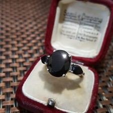 925 Sterling Silver Trilogy Ring Black Spinel Jewellery UK Size N.5 / US 6.75