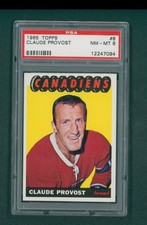 1965 Topps Hockey Card - #8 Claude Provost, PSA 8 NM/MT