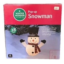Christmas Winter Wonder Lane Light- Up Pop Up Snowman 28 inches Tall 2022