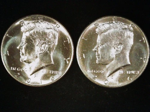 2016-P and D Kennedy Half Dollars (2 coins) AU+. Free Shipping!