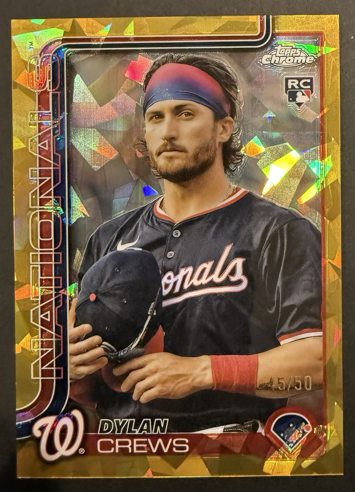 2025 Topps Chrome Sapphire Dylan Crews Gold Image Variation 45/50 Nationals