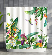 Shower Curtain Hummingbird, Spring Flowers Shower Curatin Plants Floral Waterpro