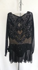 Black Ice Skating Dress With Shiny Rhinestones and matching Scrunchie For Girls