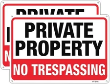 Large Private Property No Trespassing Sign14"x10" Rust 10x14 inches, 2-Pack 