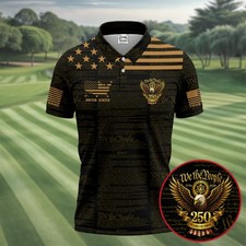 We The People Black And Gold Patriotic 4th Of July Golf Shirt 250 Years Of Free