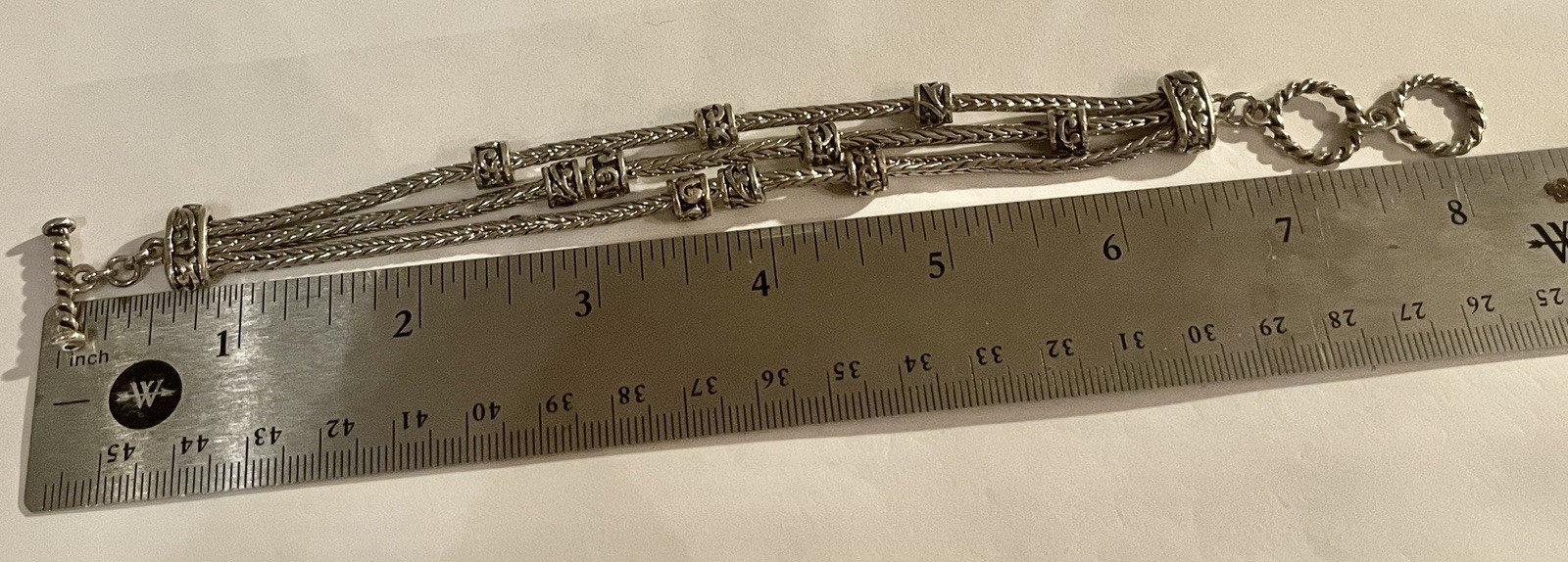 Bracelet Silver Triple Strand Toggle Bracelet 8” … - image 9