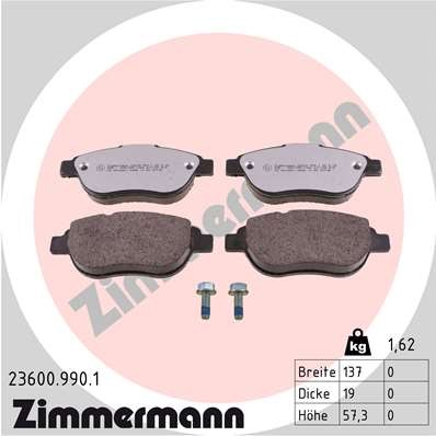 Vorderachse Zimmermann 23600.990.1 Bremsbelagsatz, Scheibenbremse FüR CitroËN,Ci-image