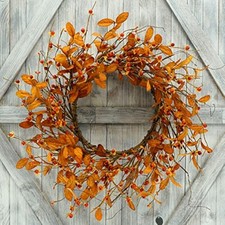 Artificial Fall Wreath for Front Door Autumn Door Wreath with Bitter Sweet