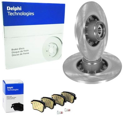 DELPHI BREMSSCHEIBEN + BELÄGE HINTEN passend für RENAULT KANGOO + MERCEDES CITAN