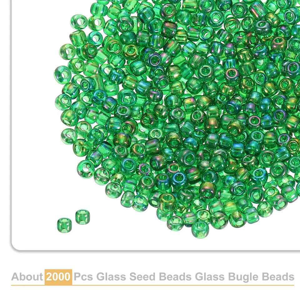 2000 Pcs Glass Seed Beads 3mm Mini Glass Seed Spacer Bead Dark Green - Image 3 of 4