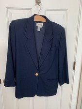 Vintage Talbots Women's Blazer, Navy Blue, Petite 10, Gold Buttons