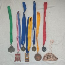 Lot of 8 Finishers Medals 5k Half Marathon and Marathon Vintage Used