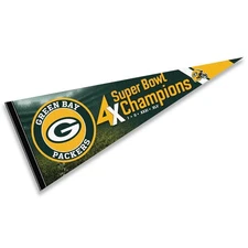 Green Bay Packers 4 Time Bowl Champions Pennant Banner Flag
