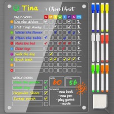 Magnetic Chore Chart for Kids, Teens Family, 12x16, 12 Markers, Dry Erase