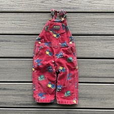 Vintage OshKosh B Gosh Vesbak Overalls Corduroy Baby 12 M USA Made Tractor