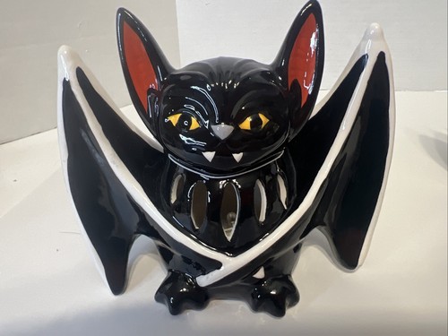 Lot of 2 Joann's Place & Time Black Bats Halloween 6X5" LED Light Up Ceramic Bat - Picture 4 of 18
