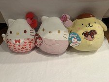 Lot Of 3 Sanrio 8  Squishmallows, 50th Anniversary Hello Kitty