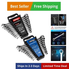 22 PCS Ratcheting Wrenches Set, Combination Wrenches Set SAE & Metric Standar...