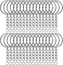 150 Pcs Key Chain Accessories - Split Key Rings with 1 Inch Chain and Jump Rings