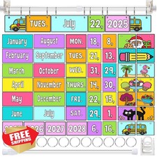 Neon Flip Calendar Bulletin Board Set Colorful Pastel Flip Calendar with Adju...