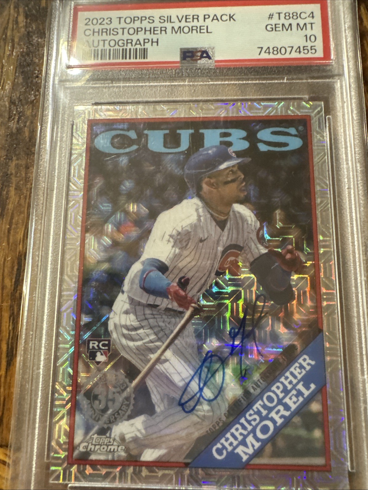 DA79123 2023 Topps '88 Silver Pack Chrome Auto Christopher Morel 092 /249 PSA 9
