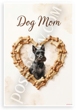 Dog Mom Scotty Dog Bone Heart Watercolor 12x18 Poster