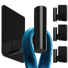 4 Pack Heavy Duty Self Adhesive Hooks Black Extra Large Sticky Wall Hooks No Dri