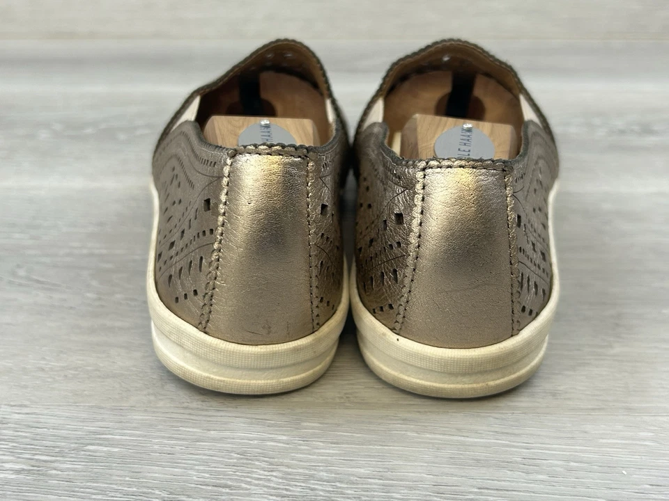 Earth Shoes Tangelo Mujer’s Tenis Cuero Dorado 8 Perforados Zapatos sin Cordones Foto 4 de 4