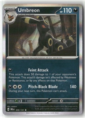 Pokemon Umbreon Rare SV: Prismatic Evolutions 059/131 NM