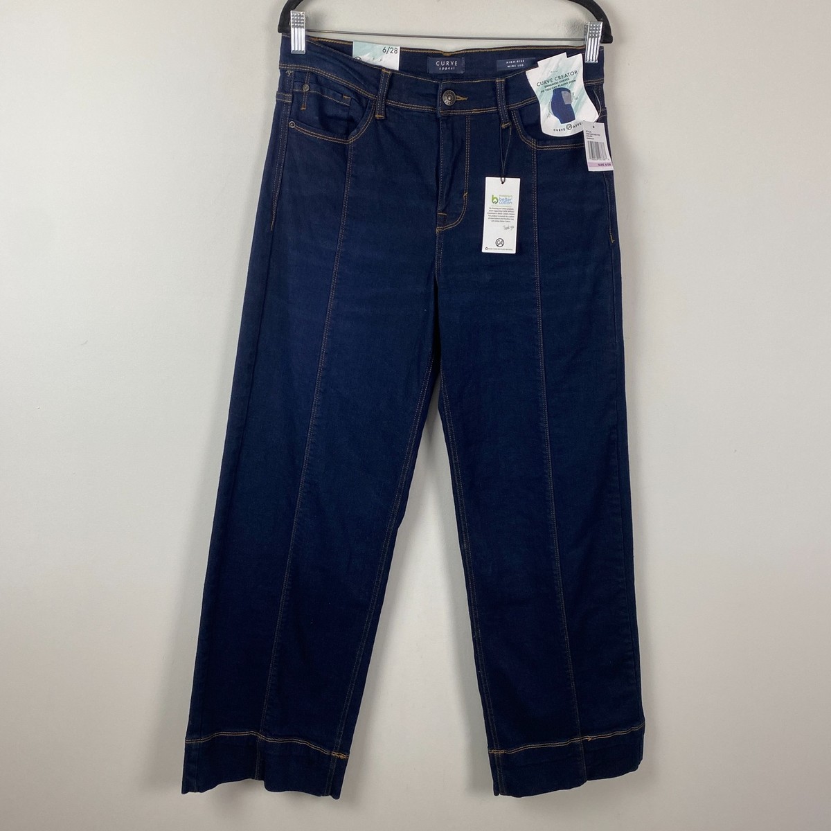 Curve Appeal High Rise Wide Leg Jeans Size 6 / 28 Dark Wash Blue
